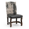 HomeRoots Set of Two Black Gray And Dark Brown Solid Wood Upholstered Chenille And Leather Dining Side Chairs - 4 of 4