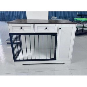 Coucheta dog Crate Furniture – 2 Drawers, 4 Deep Shelves, Farmhouse Extra Large Wooden Cage End Table, Multi-Functional Indoor Kennel - 1 of 1