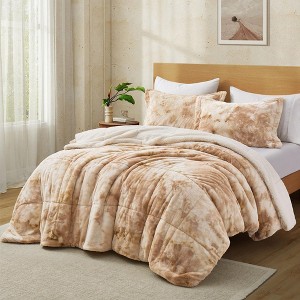 Peace Nest Dual-Side Fluffy Faux Rabbit Fur Comforter Set, Plush Fuzzy Bedding Set - 1 of 4