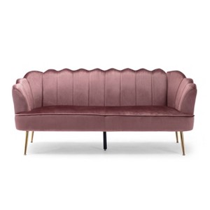 Reitz Modern Glam Velvet Channel Stitch 3 Seater Shell Sofa - Christopher Knight Home - 1 of 4