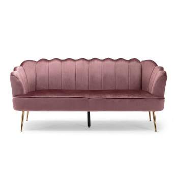Reitz Modern Glam Velvet Channel Stitch 3 Seater Shell Sofa - Christopher Knight Home
