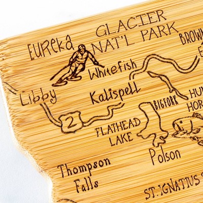 Montana State Shaped Bamboo Cutting Board with Engraved Design