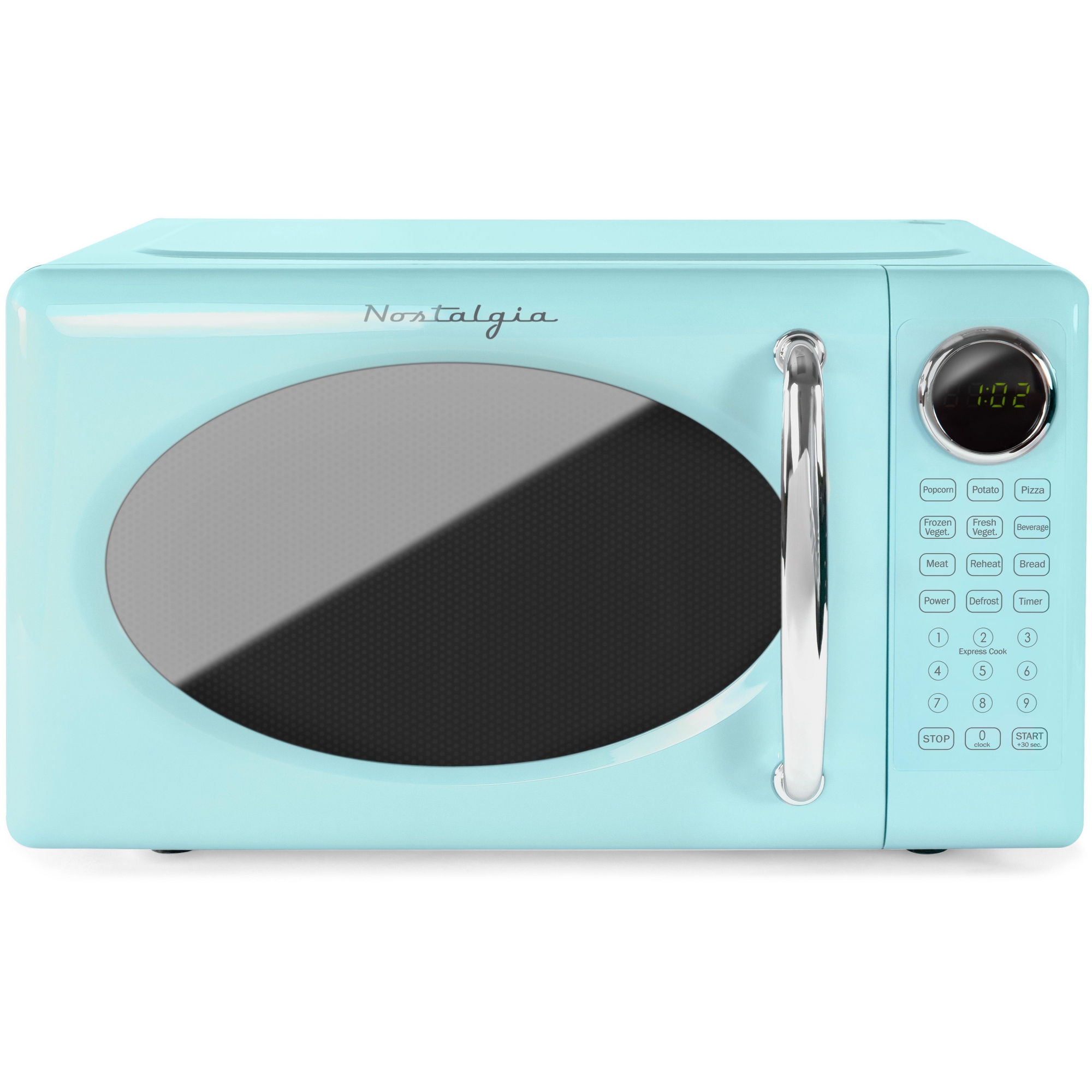 Nostalgia Retro Microwave Oven - Compact 0.7 Cu Ft & 700-Watt Countertop Microwave - Aqua