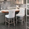 Lyngins Modern Velvet Bar Stools Set of 2, Upholstered Counter Height Bar Stools with Button Tufted & Wooden Legs, Leisure Bar Chairs, Counter Stools - 2 of 4