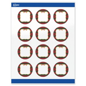 Avery Labels, 2" Diameter, Gold-Red-Green Plaid, Glossy, 120ct - 1 of 4