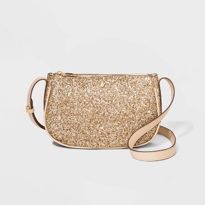 gold glitter crossbody bag