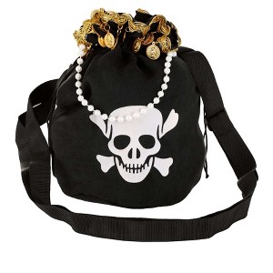 HalloweenCostumes.com One Size Women  Pirate Flag Treasure Costume Purse - Ideal Accessory for Halloween, Black/White/Purple - 1 of 3