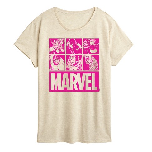 Women's - Marvel - Pink Character Valentine Characters Short Sleeve Graphic T-Shirt - image 1 of 3