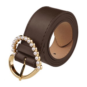 INSPIRE CHIC Women's Solid Color Heart-Shaped Buckle with Beads Belts - 1 of 4
