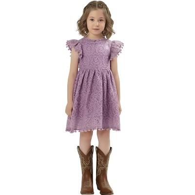 2Bunnies Lace Pom Pom Trim Girl Dress