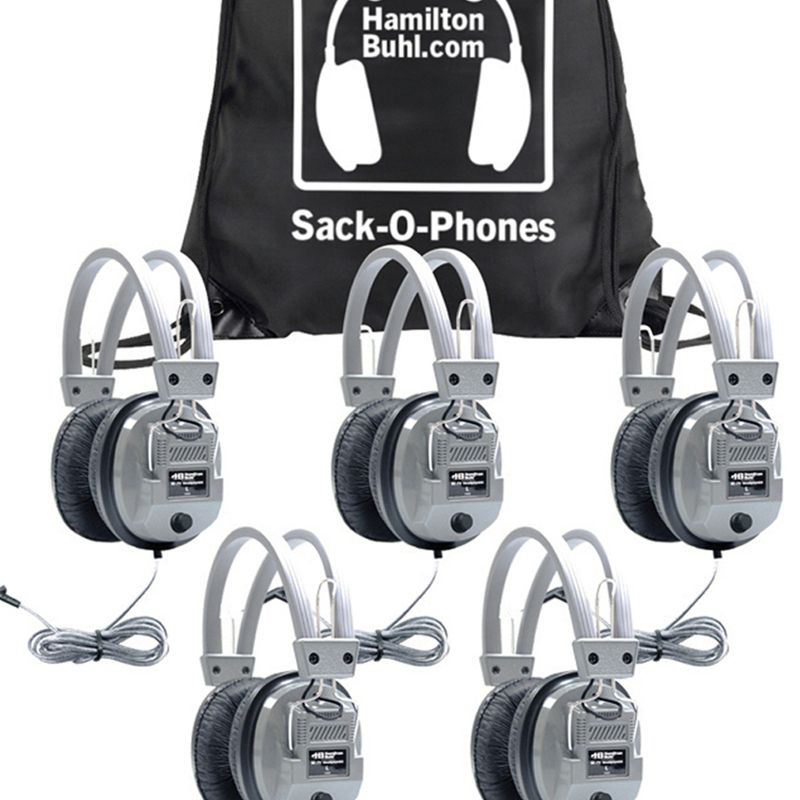 HamiltonBuhl Sack-O-Phones, 5 SC7V Deluxe Headphones with Volume Control in a Carry Bag, 3 of 4