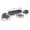 Christopher Knight Home Jeremy 7 piece Outdoor Acacia Wood Sectional Seating Set with Slatted Coffee Table and Cushions - 3 of 4