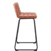 Zuo Modern – Pago Barstool Set of 2 Brown,39" H Plush Faux Leather Steel Frame Modern Counter Seating - 4 of 4