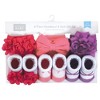 Hudson Baby Infant Girl Headband and Socks Giftset, Pink Purple, One Size - 2 of 4