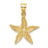 Black Bow Jewelry 14k Yellow Gold 20mm Textured Starfish Pendant - 3 of 4