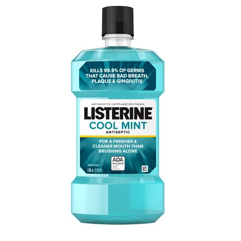 Listerine Antiseptic Mouthwash For Bad Breath And Plaque Cool Mint ...