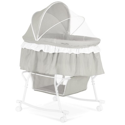 Image of Dream On Me JPMA Certified Lacy Portable 2-in-1 Bassinet & Cradle, Light Grey