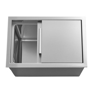 VEVOR Drop in Ice Chest, 18"L x 12"W x 15"H Stainless Steel Drop in Cooler, 28.6 Quart Commercial Ice Bin with Sliding Lid, Silver - 1 of 4