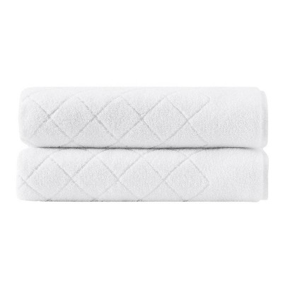 2pc Gracious Turkish Cotton Bath Towel Set White - Enchante Home