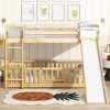 NicBex Twin over Twin Bunk Bed Pine Bed Frame Loft Bed with Door, Slide, Ladder and Full Length Guardrail, No Box Spring Required - 2 of 4