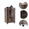 NicBex Mobile Kitchen Island Cart Morden Kitchen Carts on Wheels with Storage, 1 Glass Cabinet Door and 6 Bottle Rack for Kitchen - 3 of 4