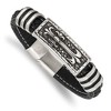 Chisel Stainless Steel Antiqued and Polished with Enamel Cross Black Faux Leather 8.5" Bracelet - 2 of 4