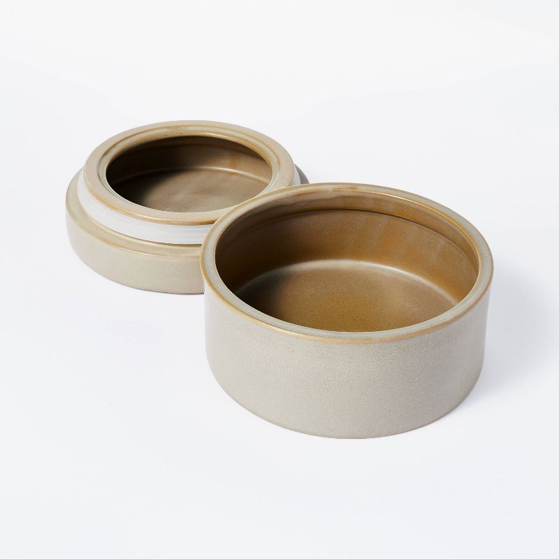 7&#34; x 7&#34; Round Carved Ceramic Box Gray - Threshold&#8482; designed with Studio McGee, 4 of 5