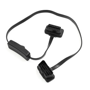 Unique Bargains DC 12V OBD2 16 Pin Car Male to Female Diagnostic Adapter Cable Connector w/ Switch 1.79" Black 1PC - 1 of 4