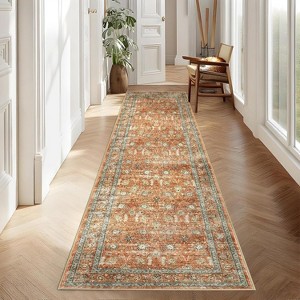 TackView Vintage Floral Area Rug, Machine Washable Boho, Soft Low-Pile Carpet, Non Slip Floral Rug, Ultra-Thin Traditional Carpet - 1 of 4