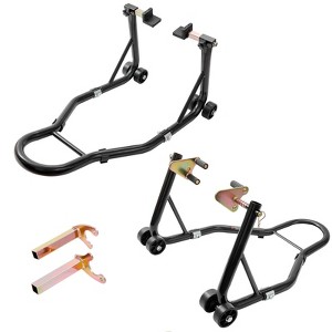 Global Motorcycle Front & Rear Wheel Stand Lift Set, Adjustable Fork Heads & U+L Swingarm Spool, Rear Bracket | Black | 1 Pcs - 1 of 4