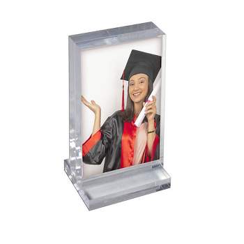 Azar Displays The Imperial Collection: Acrylic Block Frame on Acrylic Base, Vertical 5.5"W X 8.5"H