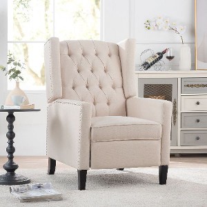 CAVINAS 27.16" Wide Manual Wing Chair Recliner, Modern Recliner Chair, Glider Chair with Tufted Backrest, Wingback Chair with Nailhead Trim - 1 of 4