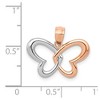 Black Bow Jewelry 14k Rose Gold and White Rhodium Heart Winged Butterfly Pendant, 19mm - 4 of 4