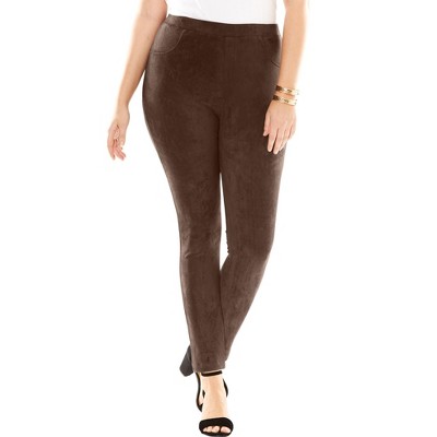 Roaman's Women's Plus Size Faux Suede Legging, 6X - Chocolate