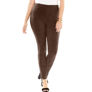 Roaman's Women's Plus Size Faux Suede Legging - 1 of 4