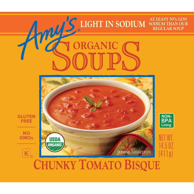 Amy&#39;s Organic Gluten Free Low Sodium Chunky Tomato Bisque Soup - 14.5oz, 5 of 7