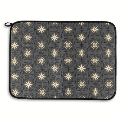 LunaLulinlk Dish Drying Mat, Starburst 18" x 24" Gray