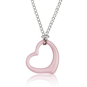ELYA Women's Curved Heart Charm Stainless Steel Necklace - 18" - 1 of 4