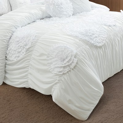 HIG French Country Handmade Ruffle Floral Bed in a Bag, 7-Piece Camel Queen Size Comforter Set with Ruffled Shams, Bedskirt & Accent Pillows — фото 8