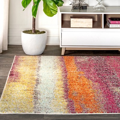 Luxe Soft Weave Abstract Cream & Pink Synthetic Area Rug