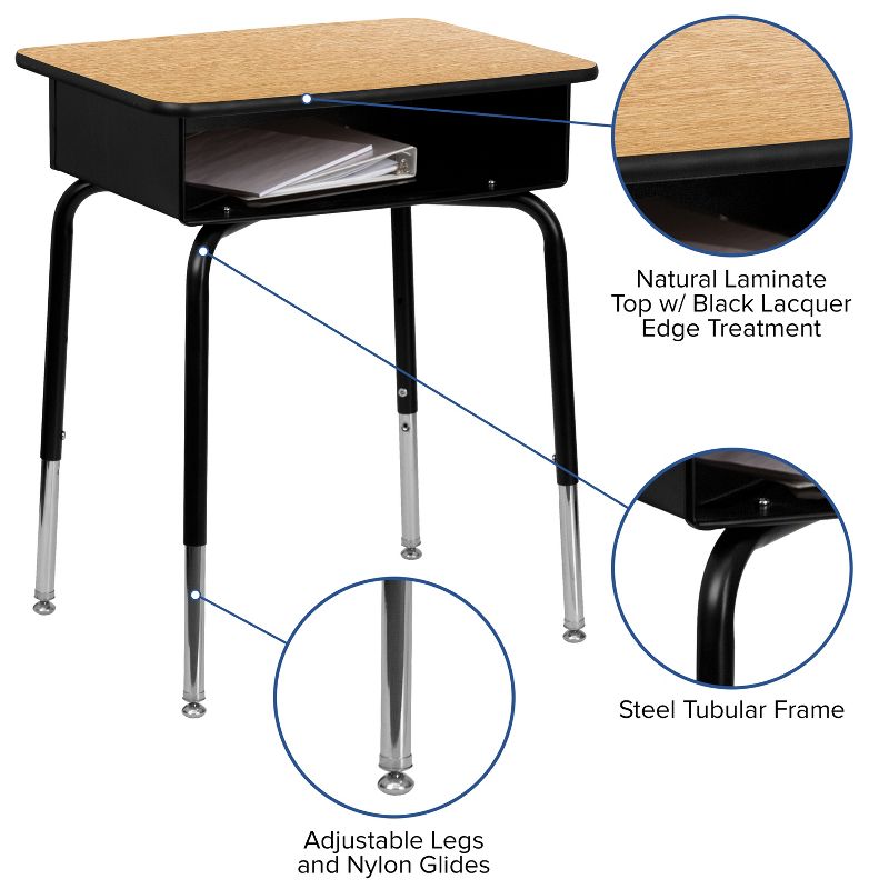 Flash Furniture Billie Student Desk with Open Front Metal Book Box - Set of 5, 3 of 6