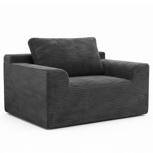 51.2 Inch Single Sofa Chair, No-Assembly Compression Armchair with Wide Seat & Corduroy Upholstery, 287 lb Capacity for Living Room Dorm, Slate Grey - 1 of 4