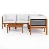 vidaXL Solid Acacia Wood Patio Lounge Set - 6 Piece Outdoor Furniture Set with Cushions, Cream White, Weather-Resistant and Easy Assembly - 3 of 4