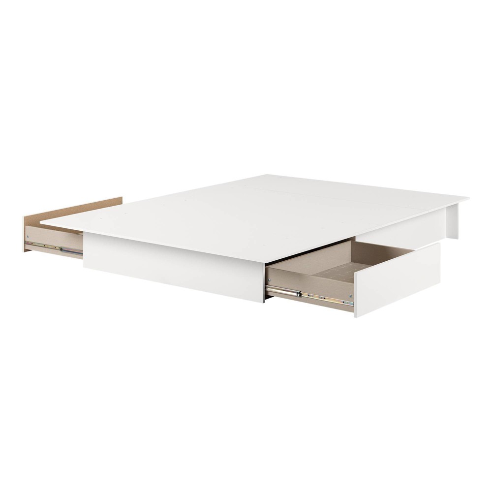 Photos - Bed Frame Queen Fusion 2 Drawer Platform Bed Pure White - South Shore