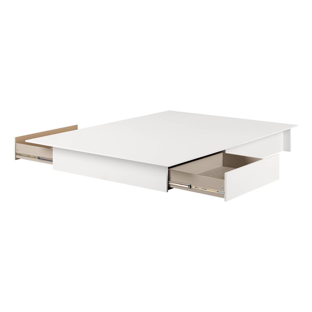 Photos - Bed Queen Fusion 2 Drawer Platform  Pure White - South Shore: Storage, No Box Spring Required