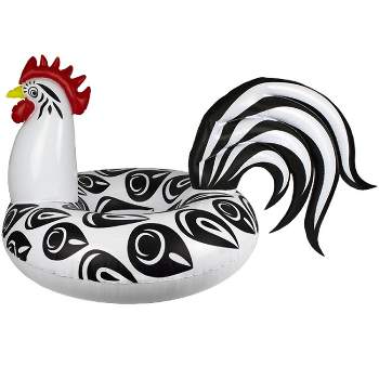 Poolmaster 48" Inflatable Rooster 1-Person Swimming Pool Inner Tube Float - Black/White