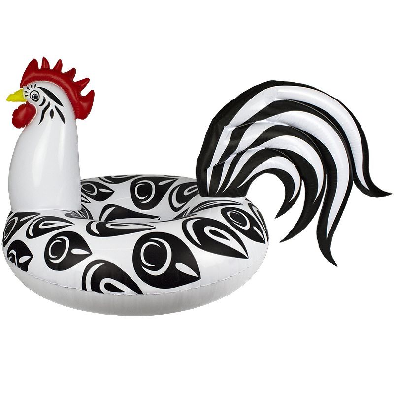 Poolmaster 48" Inflatable Rooster 1-Person Swimming Pool Inner Tube Float - Black/White, 1 of 3