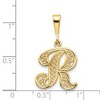 Black Bow Jewelry 14k Yellow Gold, Maci Collection, LG Filigree Script Initial R Pendant - 4 of 4