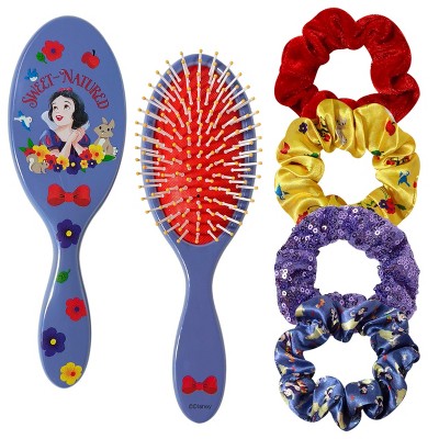 Disney Girls 5-Piece Hair Set – Snow White Hair Brush & Scrunchies – Disney Princess – Ages 3+