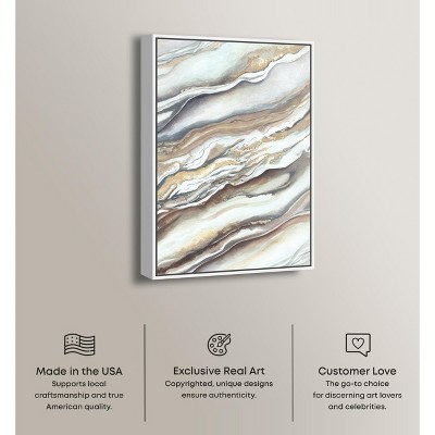 Neutral Abstract Canvas Wall Art with White Frame, 46" x 31"